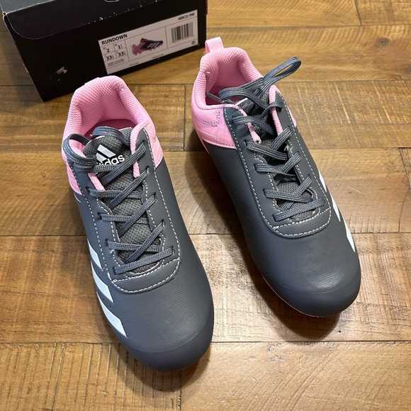 Adidas Rundown Girl’s Cleats, Size 2 - Picture 2 of 11